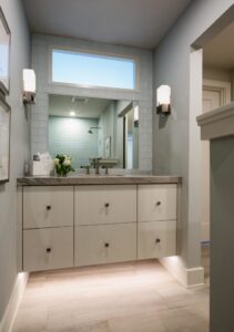 Bathroom sink with large drawers for storage